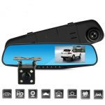 Vehicle Camera in the Car Black Box Dvrs Rearview Mirror Video Recorder Driving on Dash Camera for Cars Dashboard Cam Dual Lens Full HD 1080P 4.3 Inch LCD 150 Wide Angle Night Vision (Shipping Included)